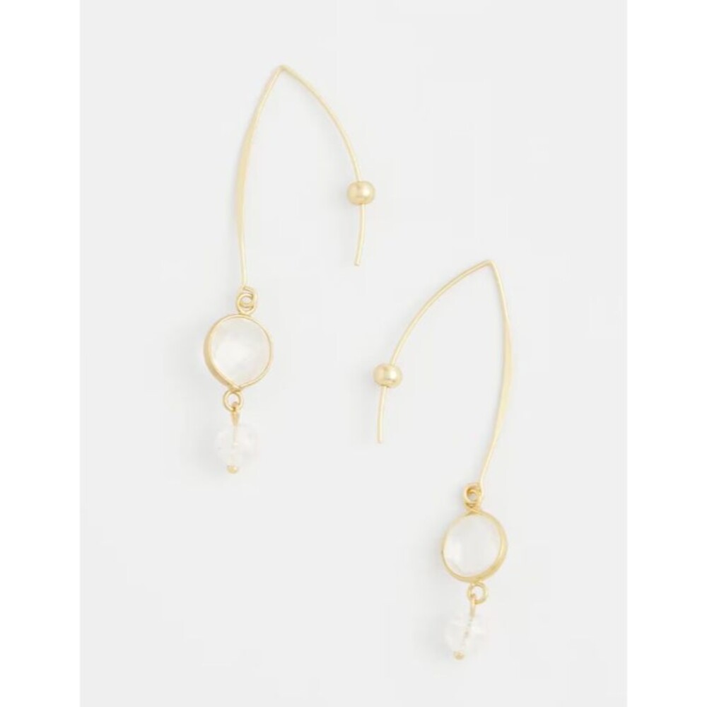 Chico's No Droop® Quartz Crystal & Gold Threader Earrings NWT